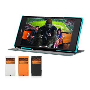 Sony Xperia ZU (XL39h) 超薄窓付き横開き手帳型保護カバー